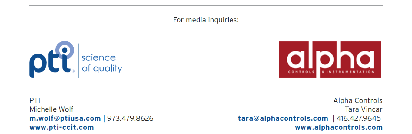 Alpha Controls has been appointed by PTI as distributor in Canada